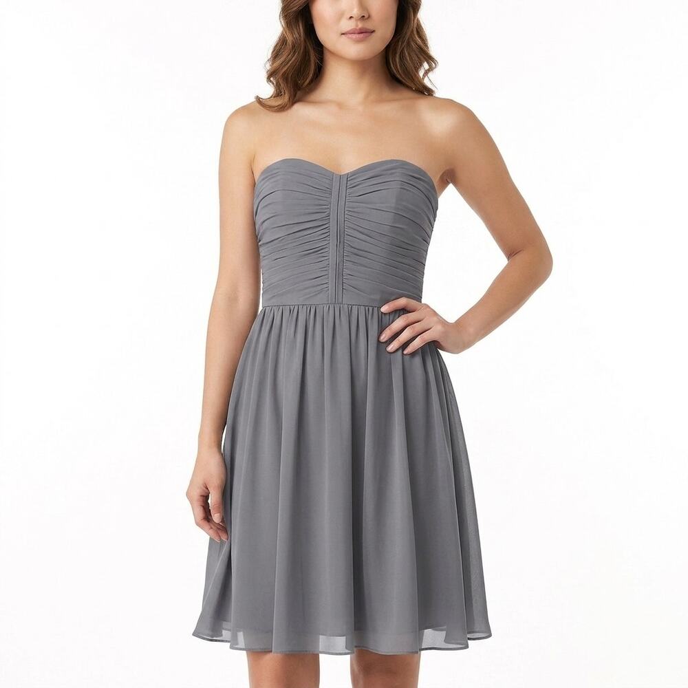 Alfred Angelo Inc Gray A-Line Knee Length Lined Dress Women Size 12